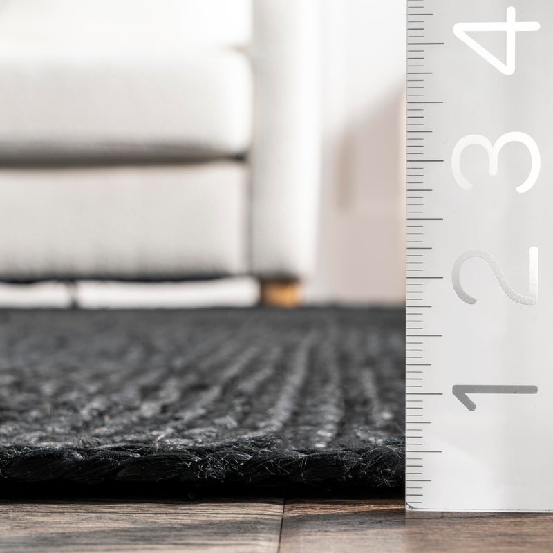 nuLOOM 2x3 Rigo Jute Hand Woven Area Rug, Black, Solid Farmhouse Design, Natural Fiber, For Bedroom, Living Room, Dining Room, Hallway, Office, Kitchen, Entryway - Image 3
